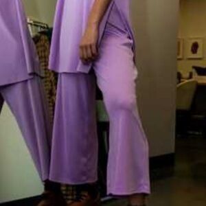 Dressed In LaLa Lex Ribbed Wide Leg Knit Pants S Purple
